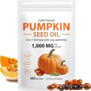 톱 팔메토가 함유된 팬시 호박씨 오일 캡슐 - 모발 및 비뇨기 지원용 소프트젤 300개 아연 오메가 지방산이