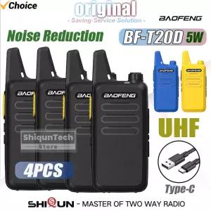 4개입 바오펑 BF-T20D 무전기 5W 노이즈 감소 타입-C VOX 1500mAh 장거리 UHF 업데이트 BF-T20 KD-C1 미니