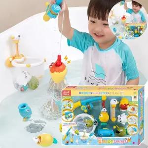 아기목욕놀이 아기목욕장난감 뜰채 물총 자석 낚시놀이 3in1