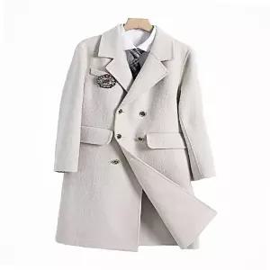 여성 와펜 핸드메이드 코트 캐시미어 더블 고급 롱 리버시블 울코트