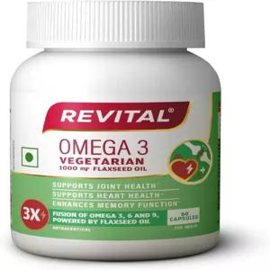 리바이벌 오메가 3 채식 1000mg 아마씨 오일 관절 심장 지원 및 기억 기능 향상 6 9에 융합 식물 구동 60