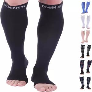 닥 밀러 허벅지 하이 오픈 토 압박 스타킹 남녀용 3040mmHg 정맥류 임신 지원