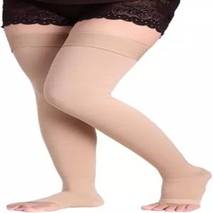 Ymeiguo 허벅지 고압착 스타킹 2030mmHg 여성 및 남성용 발가락 없는 압박 양말 정맥류로 근육통 실리콘