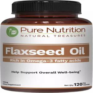 순수 영양 아마씨 오일 1000mg과 오메가 3 6 9 I 120 채소 캡 자연적으로 알파-리놀렌 500mg 리놀레 134mg