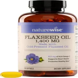 네이처와이즈 아마씨 오일 1400mg 무생물 고효능 오메가 3 812mg ALA 심장 지원을 위한 식이 보충제 - 콜드