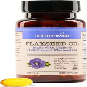 네이처와이즈 아마씨 오일 1200mg 무생물 오메가 3 6 9 720mg ALA 심장 지원을 위한 식이 보충제 - 콜드