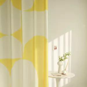 차르르 쉬폰 서클아트 커튼 옐로우 기본핀형 주문제작 130x210~240cm
