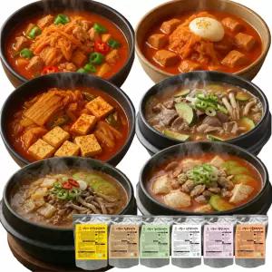 [공장직영] 가성비 끝판왕 요비담 명품찌개 6종세트 (김치3종+차돌+순두부+청국장)