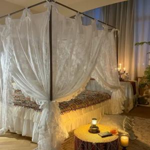 캐노피 침대커튼 스탠드 모기장 공주풍 텐트 침실 그린 방충망 사각