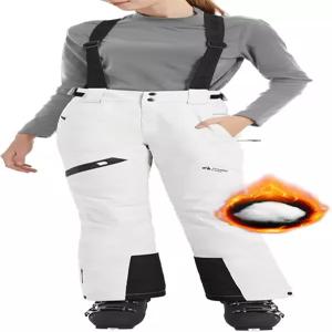 파이오니어 캠프 여성 스노우 팬츠 스키 턱받이 방수 절연 스노보드 멜빵 겨울용 카고 하이킹 바지 화이트