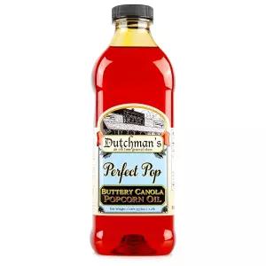더치맨의 팝콘 오일 버터 맛 완벽한 팝 카놀라 33.8온스. 천연 베타 카로틴으로 착색 집에서 극장 스타일