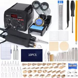 미국용 솔리드 우드 버닝 키트 공구 스테이션 듀얼 파이로그래피 펜 버너 2-in-1 포인트 200 °F~480