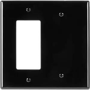 베이츠- 콤비네이션 월 플레이트 4.8 x4.9 데코레이터/블랭크 검은색 깨지지 않는 폴리카보네이트 열가소성