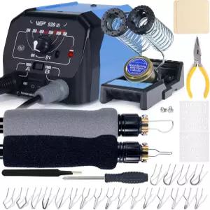 WEP 939-III 듀얼 펜 우드 버닝 키트 34-IN-1 20개의 팁 소프트 그립 파이로그래피 스텐실 2개 미완성 목재