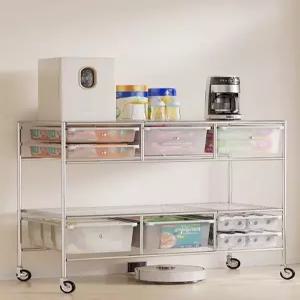 이동식 서랍장 바퀴 카트 거실용 투명 플라스틱 미니 안방 트롤리 낮은 철제서랍장 사무실