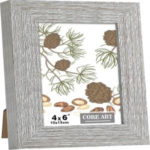 코어 아트 4x6 액자 수제 목재 러스틱 그레이 고화질 반강성 유리 벽 또는 테이블탑 디스플레이