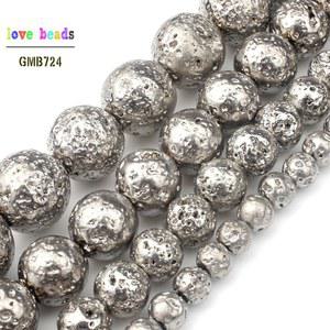 천연석 화이트 라바 라운드 루즈 비즈 쥬얼리 팔찌 DIY 액세서리 6MM 4MM 10MM 목걸이 만들기 8MM