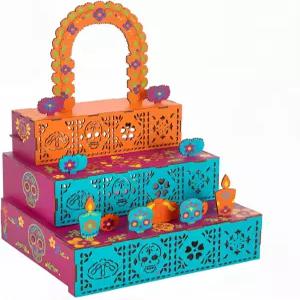 모티마인드 디아 데 로스 무에르토스 제단 오브렌다 우드 슈가 해골 캔들 파펠 피카도 데이 오브 더 데드