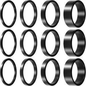 클래식 씰리 12PCS 헤드셋 스페이서 4사이즈 알루미늄 합금 자전거 스템 블랙 1/1/8인치 산악 로드 바이크