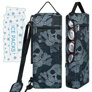 eAj 골프 쿨러백 플러스 스팩 소프트 사이드 단열 쿨러백 - 캔 6팩 또는 와인병 2병 보관 - 그레이 카모 골프 맥주 슬리브 블랙, 골프백에 몰래 들어갑니다