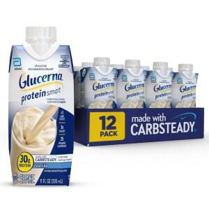 eAj 혈당 관리를 지원하는 체르나 단백질 스마트 관리 쉐이크, 바닐라, 식사 대용품, 단백질 30g, 칼로리 150칼로리, 바로 마실 수 있는 음료, 11플로즈 병, 12팩