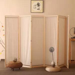 빈티지 패브릭파티션 칸막이 스크린 인테리어 배치 린넨