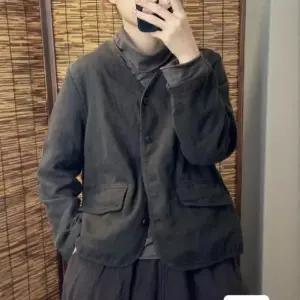 캐주얼 여성용 자켓 린넨 긴팔 상의 얇은 재킷 마 빈티지브이넥원버튼깔끔 코트 admr1