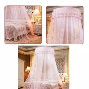 이시아르 침실 공주 레이스 캐노피 핑크 모기장 침대 거실