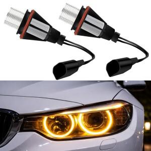 BMW 호환 E39 E53 E60 E31 E63 E64 E65 E66 E83 E87용 밝은 헤드라이트 2개 LED 엔젤아이 마커 전구 DRL 주