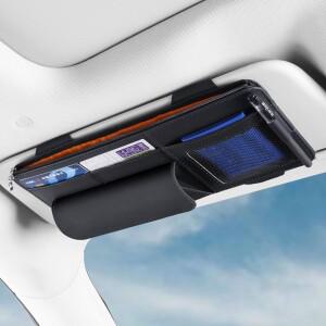 [호환품]안경 홀더 카드 및 펜 포켓 자동차 선바이저 정리함 SUV 트럭용 PU 가죽 내부 수납함