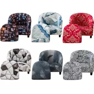클럽 의자 커버 미니 소형 소파 스킨 프로텍터 싱글 시트 1인용 의자 커버 팔 다이닝 룸용 슬리퍼 꽃무늬