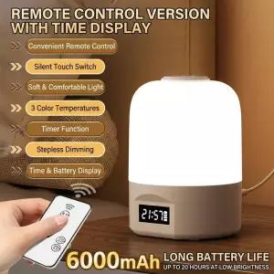 우주프로젝터 시계 디스플레이 LED 침대 옆 램프 터치 디밍이 야간 조명 침실 아기 수 USB 충전식