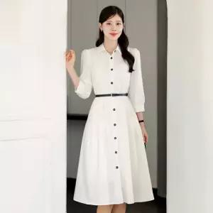 [시크라인] 아테츠 셔츠 벨트 플레어 원피스