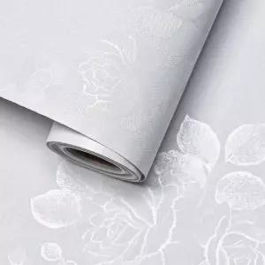 라티보 화이트 벽지 실크 엠보싱 플로럴 컨텍트 페이퍼 캐비닛 가구 118인치 17.7인치 홈 플라워 솔리드