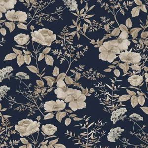 에르포니 16.9인치 x 118인치 빈티지 필 앤 스틱 벽지 다크 블루 플로럴 및 콘택트 페이퍼 보호 식물성