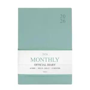 [문구/오피스] 2026 다이어리 A5 업무용 먼슬리 스케줄러 민트색 날짜형 월간 계획표