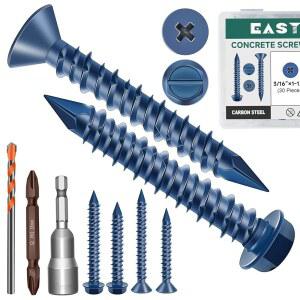 EASTPUK 드릴 나사 벽돌 플랫 블록 있는 포인트 블루 시멘트 키트 105피스 다이아몬드 16 다양한 모음 석조 헤드 코팅 육각 콘크리트 비트가