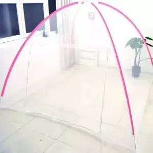 원터치 모기장 240X240 핑크 해충망 침대용모기장