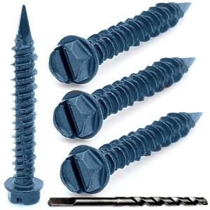 Grrrgooo Screw 나사 육각 2인치 셀프 16 4인치 있는 와셔 100개 블록용 슬롯 9cm 박스 석조 11 32 강철 드릴 콘크리트 태핑 2cm 31 비트가 헤드 벽돌