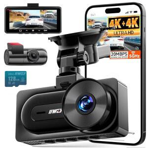 IIWEY 4K 자동차용 20MB 카메라 있는 주차 GPS 170 연중무휴 SD 대시 최대 전면 모드가 후면 18인치 포함 센서 듀얼 IPS 카드 128G 5G 광각 STARVIS WiFi6