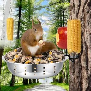 매달린 먹이통이 있는 외부용 금속 다람쥐 모이통(1-봉) 야외용 집 칩멍크 모이통이 장착된 그릇 나무