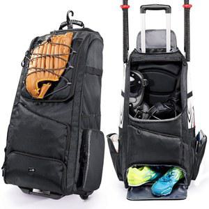 SPORJET 바퀴가 남아 공간 펜스 여아용 수납 신발 달린 보관 야구 가방 배트 장비 4개의 청소년 60L 바퀴 후크가 롤링 있는 소프트볼