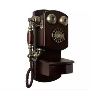 레트로 핸드프리 다이얼 재다이얼가능 회전 벽걸이 옛날 버튼식 인테리어 수화기 전화기 북유럽