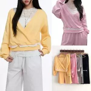 [하프클럽/아이우먼]위쉬몰 FN 펀칭레이스랩맨투맨(X444H603) 빅사이즈