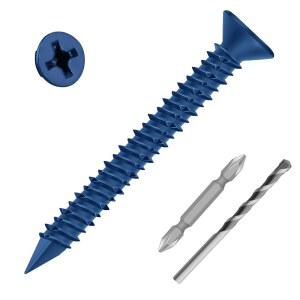 6cm 4인치 헤드 고정용 4cm 100개 블록 나사 콘크리트 앵커 플랫 블루 벽돌 석조 치장 벽토에 시멘트 13 또는