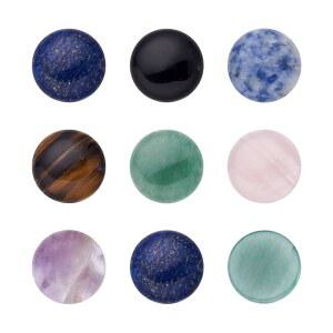 Fashewelry 14피스 크리스탈 25mm 비즈 펜던트 주얼리 힐링 귀걸이 카보숑 라운드 제작용 커버 천연 세팅 혼합 플랫 원석 스톤 차크라 책갈피