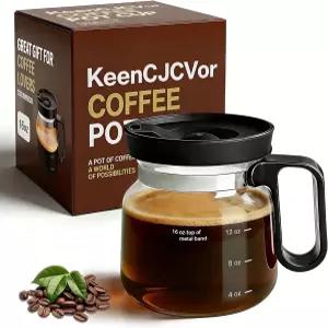 KeinCJCVor 16온스 유리 미니 커피 포트 머그잔 방수 투명 컵 여행 및 사무실용 노블리티 애호가에게