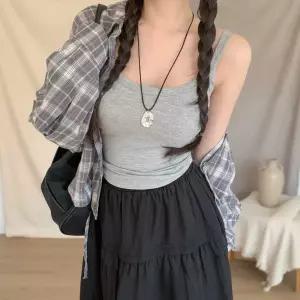 [옷자락] 여성 내추럴 데일리 루즈핏 체크 박스 셔츠