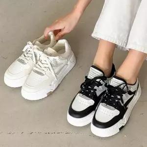 5cm 키높이 통굽) 배색 레이스업 캐주얼 스니커즈 운동화