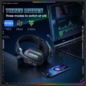 호환  ONIKUMA GT808 무선 헤드셋 PS5 PS4 PC Mac 게임용 헤드폰 용 2.4GHz 무선 머플러 헤드셋 RGB 마이크